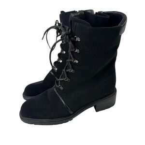 STUART WEITZMAN Eclectic Grandpa BLACK Nylon Upper Combat Boots Women Size 8